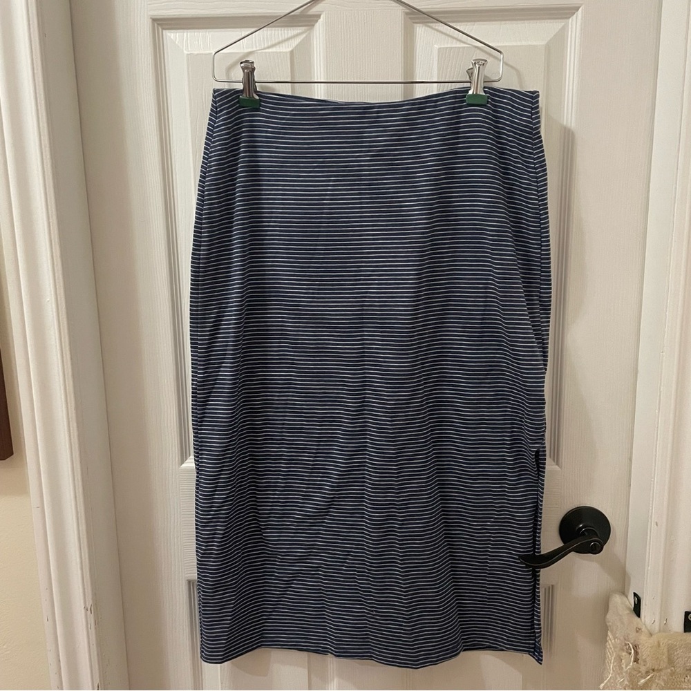 Old Navy Navy and White Striped Midi Skirt